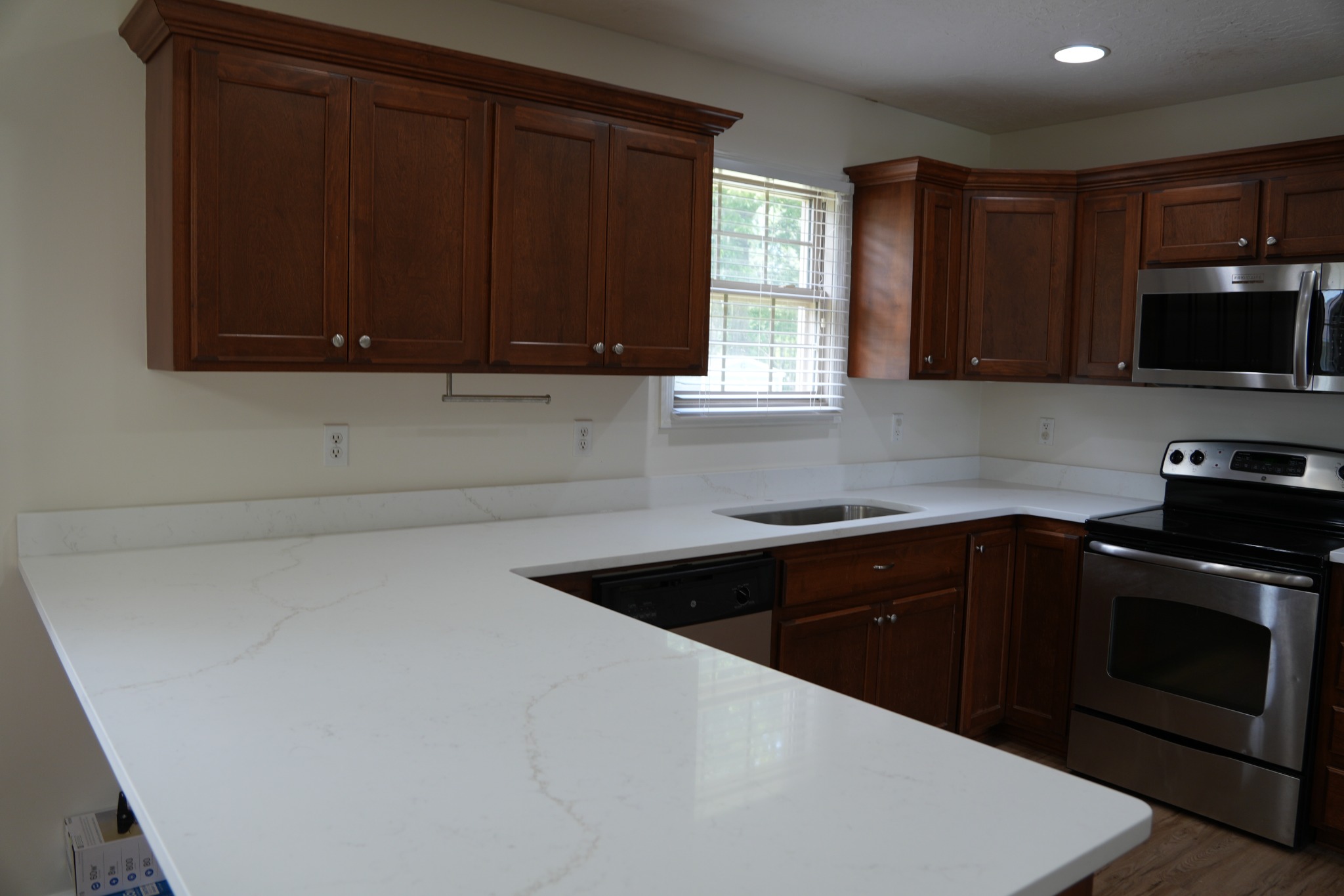 Kitchen with bright counters
